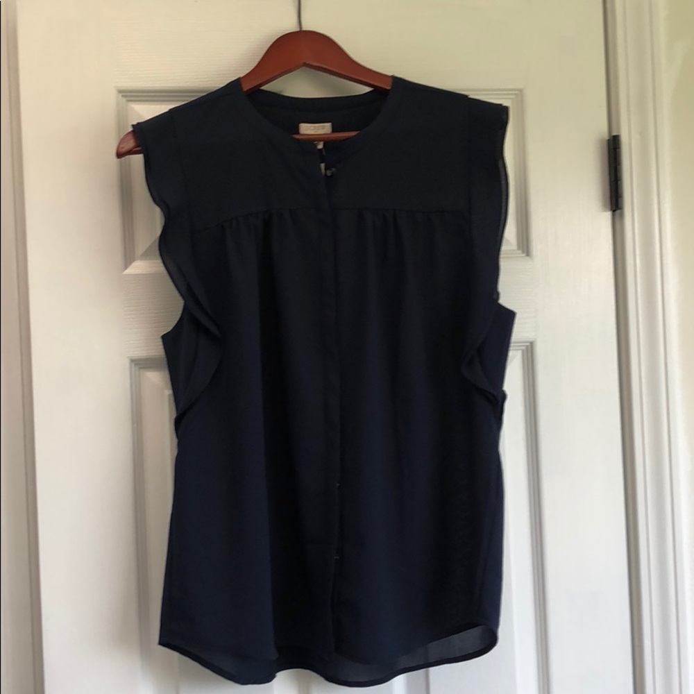 J.Crew Flutter-Slleeve tank in navy size 14
